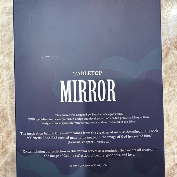 Tabletop Mirror with Biblical Verse. Wood Frame. Made in Israel. NMT - Picture 2 of 5